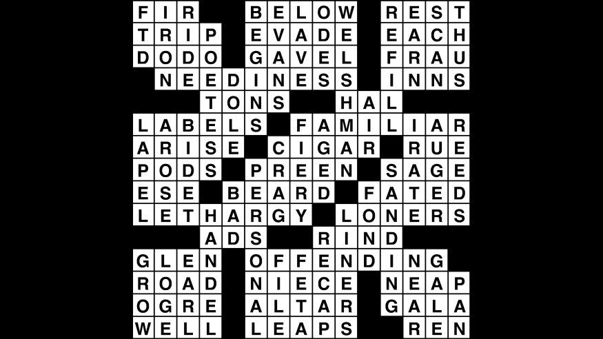 Crossword puzzle, Wander Words answers: November 23, 2018