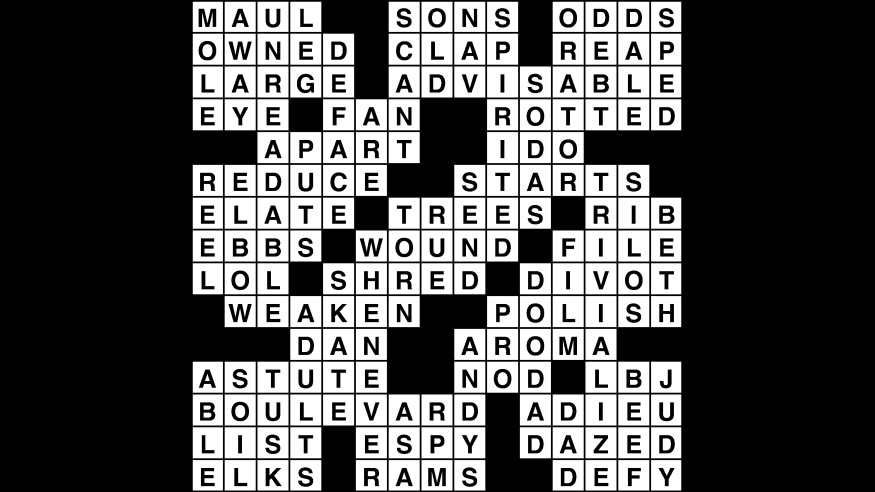 Crossword puzzle, Wander Words answers: November 26, 2018