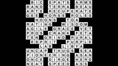 Crossword puzzle answers: October 29, 2018