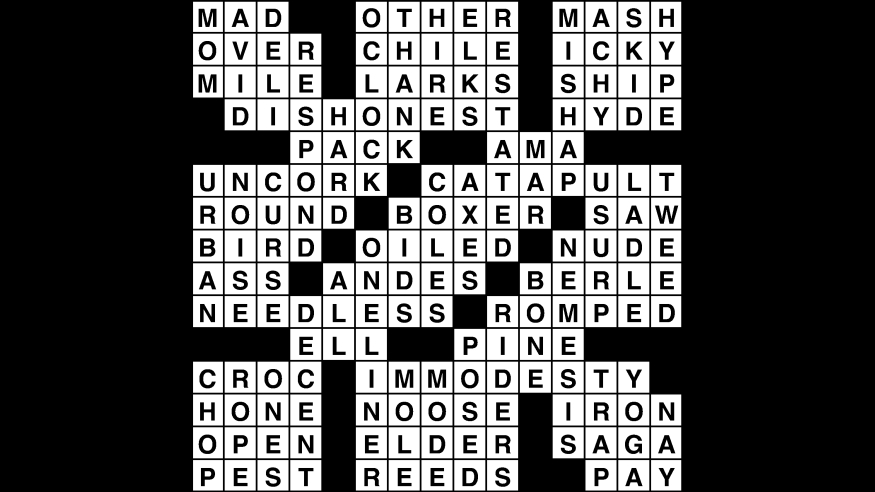 Crossword puzzle answers: October 4, 2018