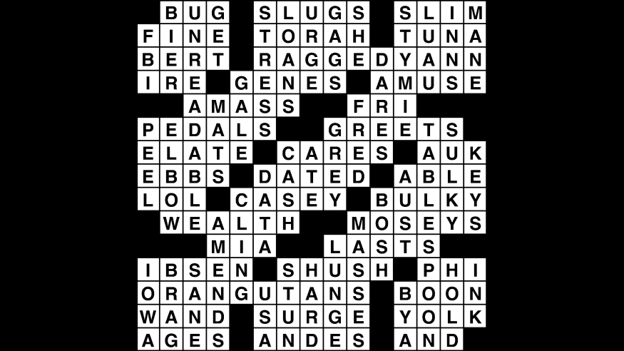 Crossword puzzle answers: October 8, 2018
