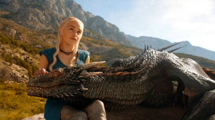 Daenerys playing with her dragon
