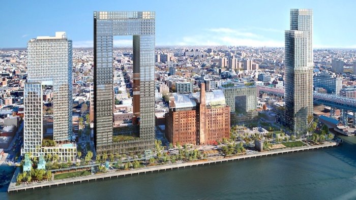 Domino Park will stretch for a quarter mile along the North Brooklyn waterfront.