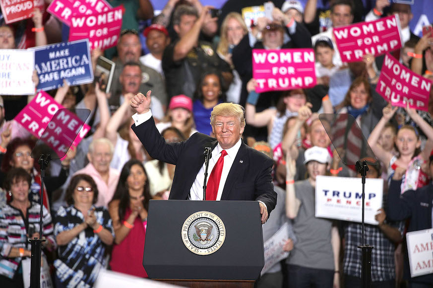 Donald Trump speaks at a Harrisburg, Pennsylvania, rally on Saturday.