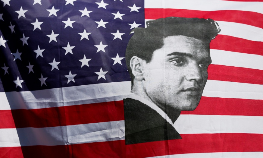 Elvis Presley and the American flag