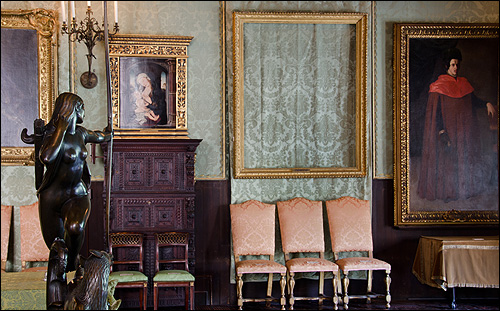 An empty frame remains where The Storm on the Sea of Galilee was once displayed. Picture provided by the FBI showing the empty frames for missing paintings after the theft at the Isabella Stewart Gardner Museum.