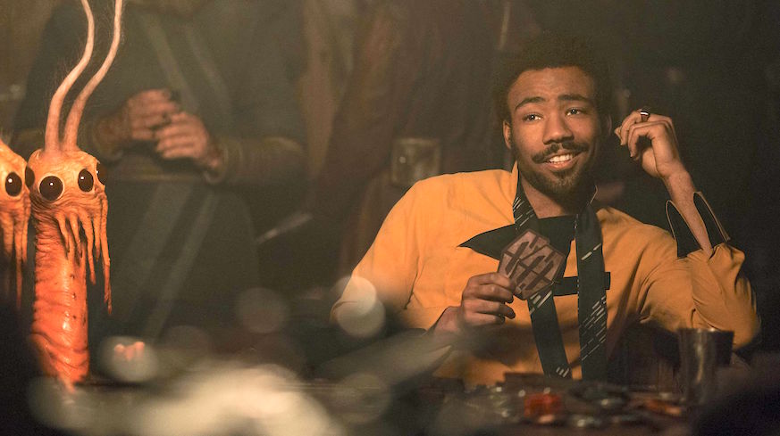 Donald Glover steals every scene he's in as the pansexual space swindler Lando Calrissian in Solo.