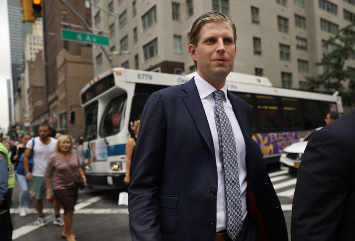 Eric Trump ran into traffic last week to hail a passing ambulance to help a woman who collapsed in Midtown last week.