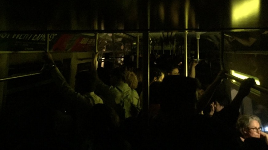 Commuters faced nearly and hour of sweltering heat and darkness after an F train became disabled Monday night.