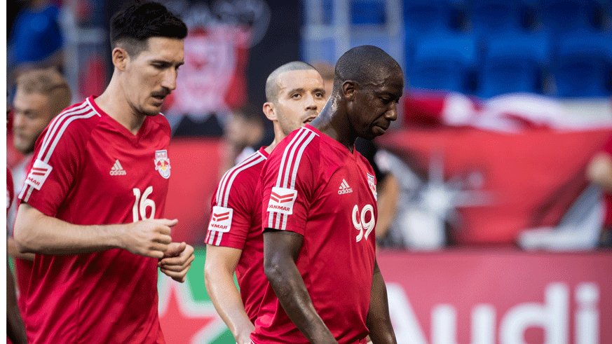 Red Bulls players Sacha Kljestan, Felipe and Bradley Wright Phillips prepare for their match against Toronto FC. (Photo: Getty Images)