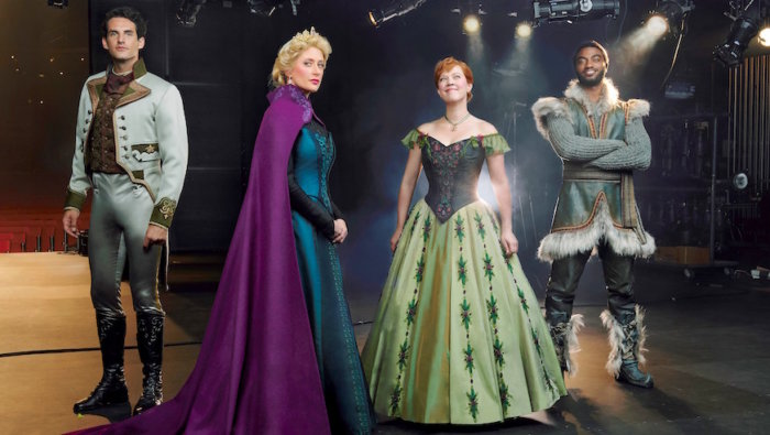The cast of Frozen on Broadway: John Riddle as Hans, Caissie Levy as Elsa, Patti Murin as Anna and Jelani Alladin as Kristoff. Credit: Andrew Eccles