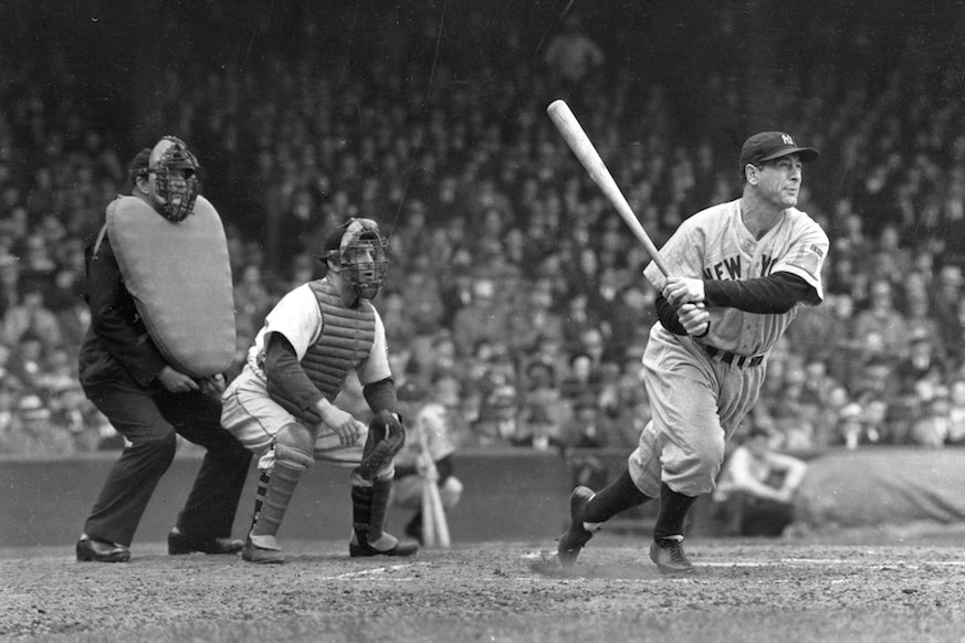 Yankees legend Lou Gehrig takes his swings during the 1938 season. (Getty Images)