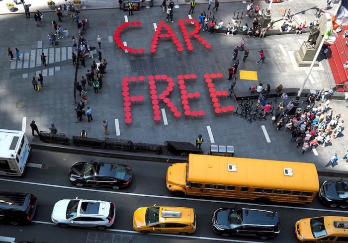 NYC will again hold a Car Free Day in honor of Earth Day. Photo: City's first annual Car Free Day on April 21, 2016. Getty