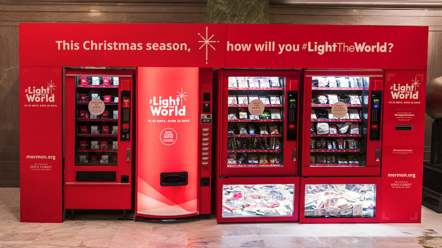 giving machines vending machines giving tuesday charity christmas spirit church of jesus christ of latter day saints