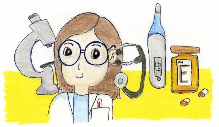 Chloe Chan’s ‘A Doctor and Her Tools’ won New York state’s ‘Doodle 4 Google’ contest. The PS 188Q Kingsbury third-grader advances to the national competition.