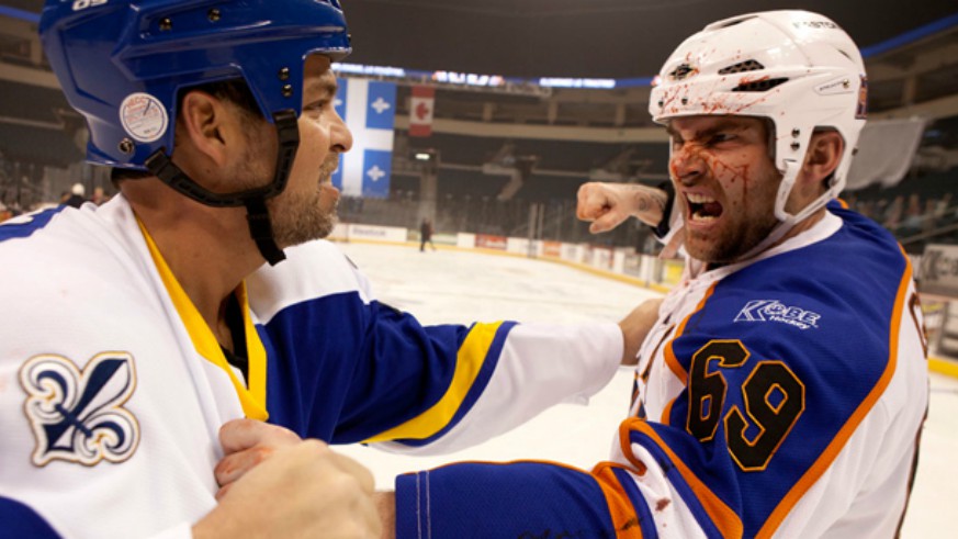 Seann William Scott punching a hockey player