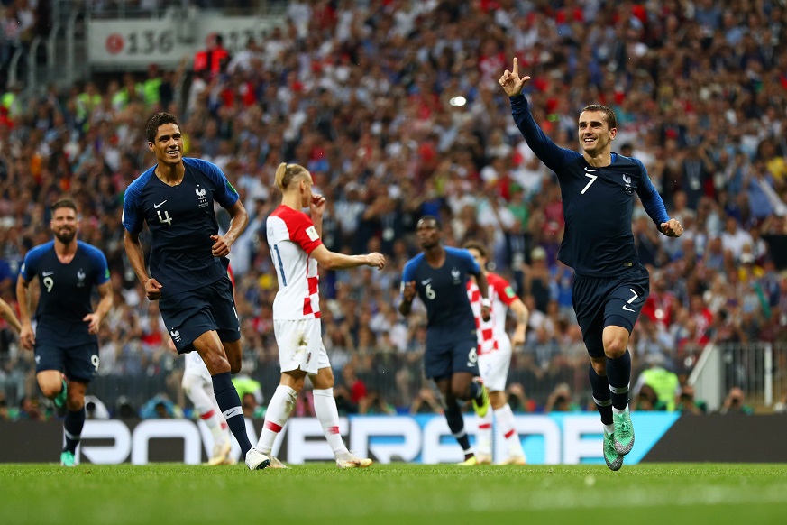 Antoine Griezmann celebrates his goal at the 2018 FIFA World Cup Final. (Photo: Getty Images)