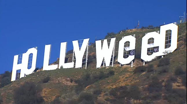 Hollywood sign gets changed to read ‘Hollyweed’