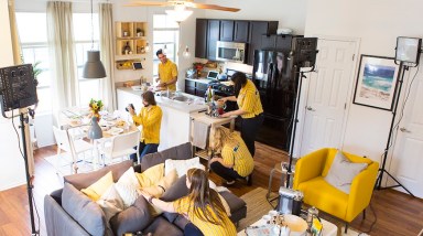 The Ikea Home Tour Squad hard at work. Your home or apartment could be next! Credit: Ikea