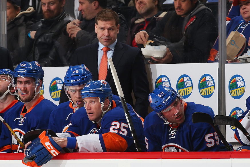 New York Islanders interim head coach Doug Weight looks on.