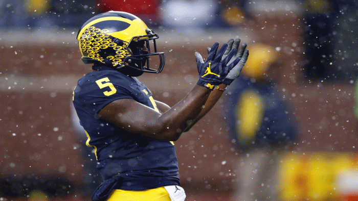 Michigan safety Jabrill Peppers celebrates after making a big play. (Getty Images)