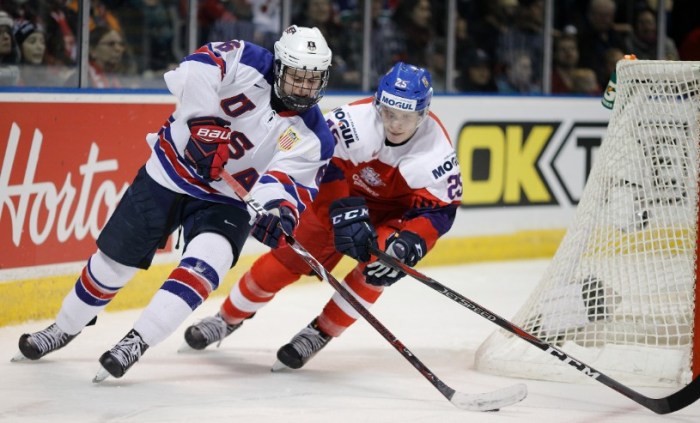 Jack Hughes and USA Hockey takes on Russia in the semifinals of the 2019 World Juniors. (Photo: Getty Images)