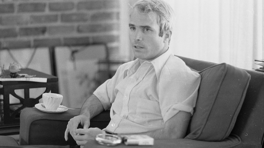 U.S. Navy Lt. Comdr. John S. McCain is interviewed about his experiences as a prisoner of war during the war in Vietnam, April 24, 1973. Photo: Reuters