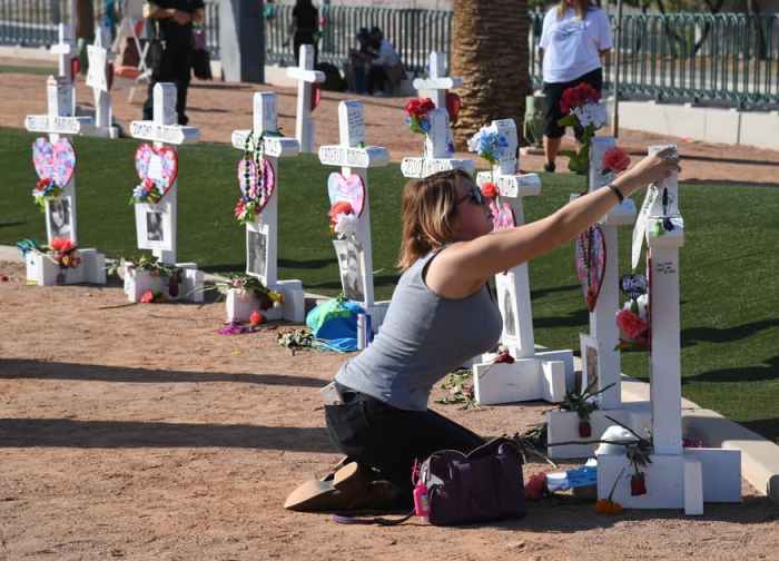 Woman at Las Vegas shooting memorial