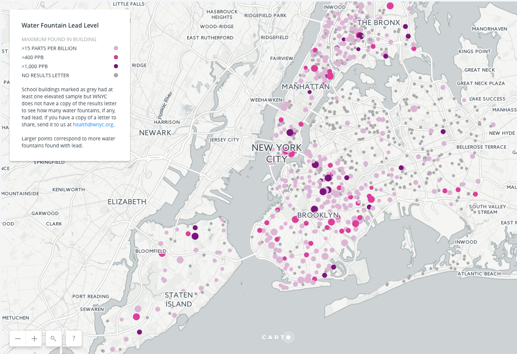 Map shows most lead contaminated water fountains at NYC schools