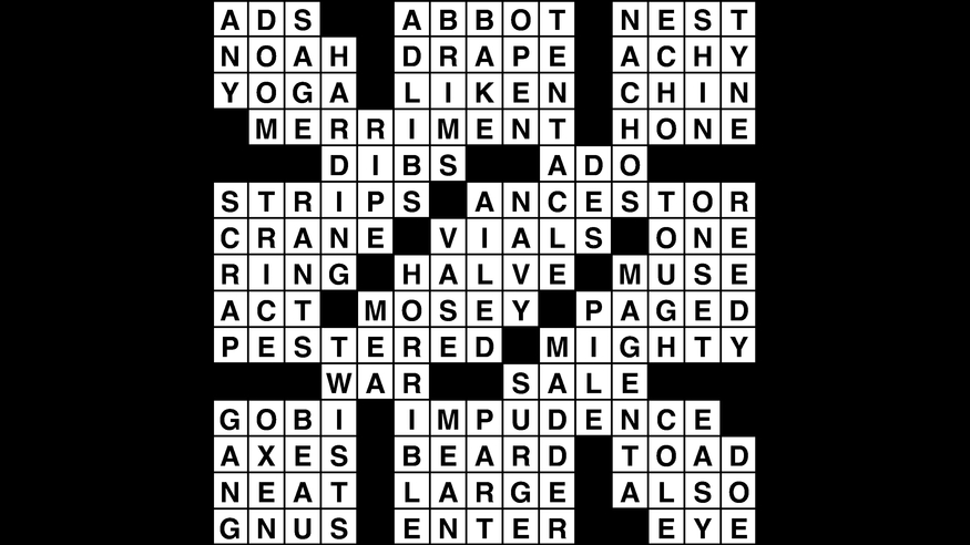 Crossword puzzle, Wander Words answers: April 9, 2019