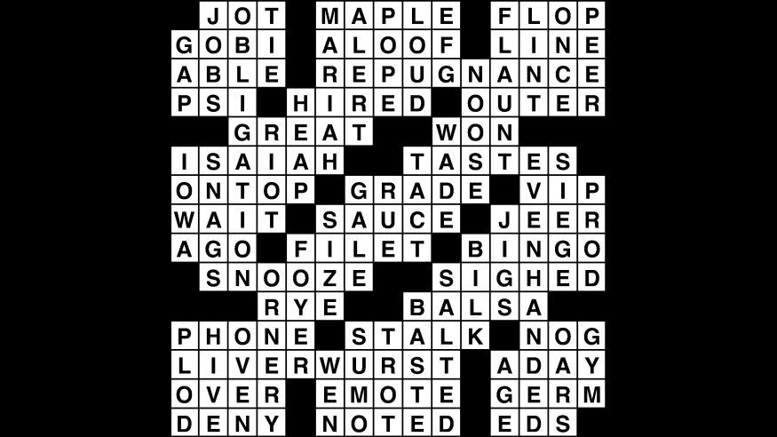 Crossword puzzle, Wander Words answers: April 12, 2019
