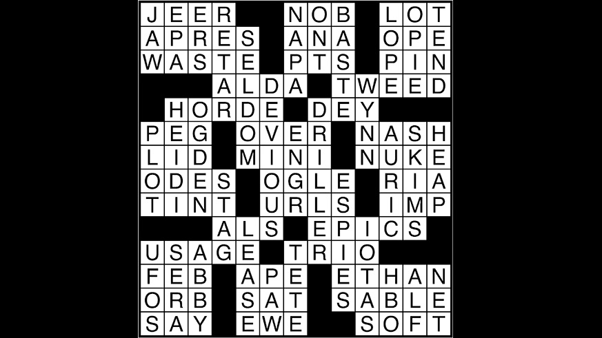 Crossword puzzle answers: May 29, 2018
