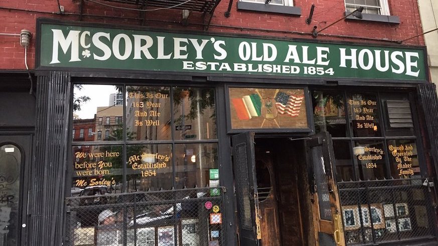 McSorley's Old Ale House opened in 1854 and still only serves two ales: light and dark. Credit: Eric B., Yelp