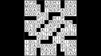 Crossword puzzle answers: April 16, 2018