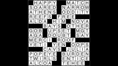 Crossword puzzle answers: April 18, 2018