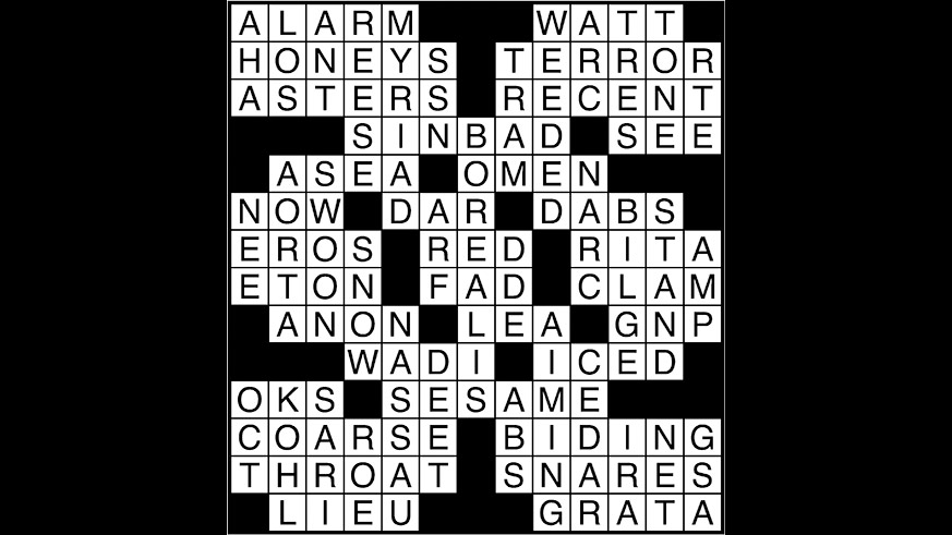 Crossword puzzle answers: April 19, 2018