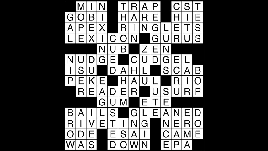 Crossword puzzle answers: April 20, 2018