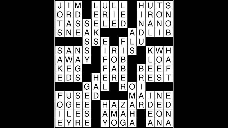 Crossword puzzle answers: April 24, 2018