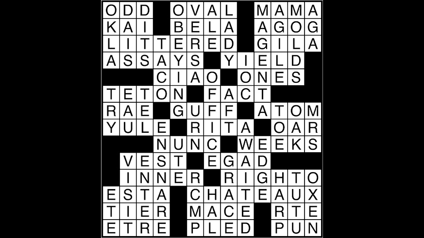 Crossword puzzle answers: April 26, 2018