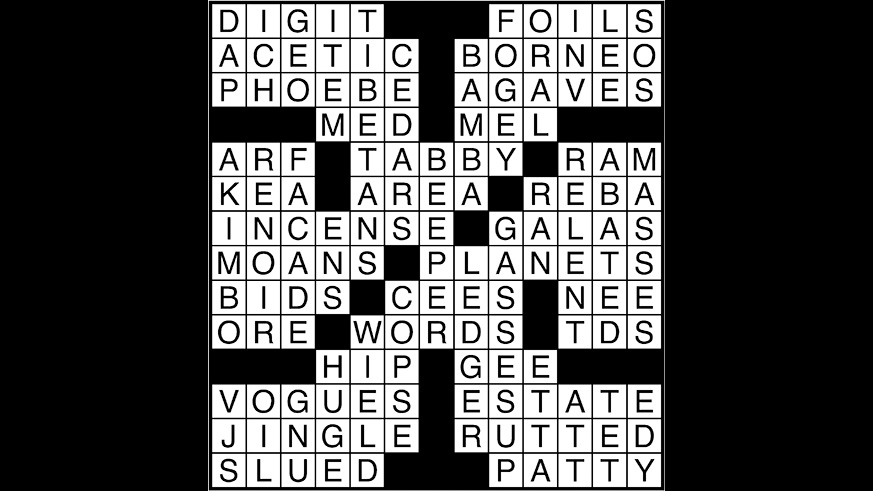 Crossword puzzle answers: April 27, 2018