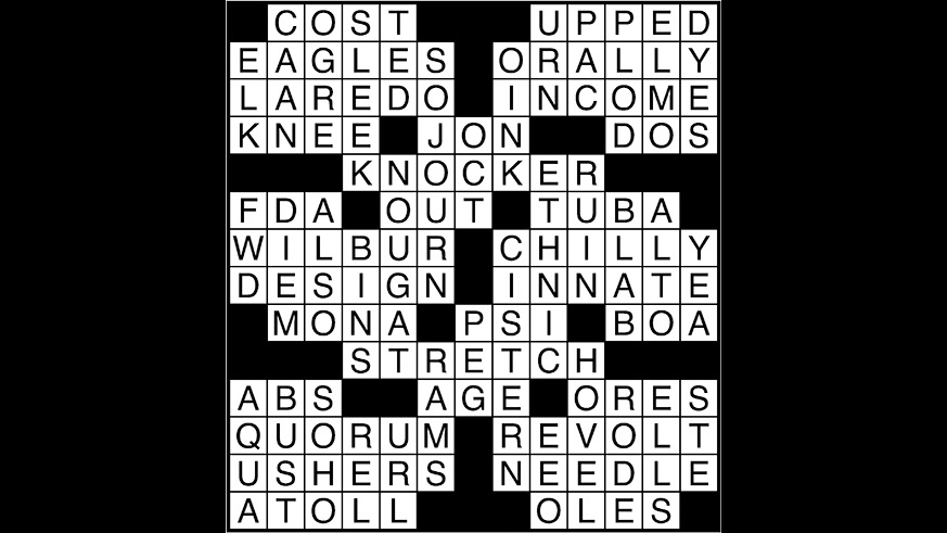 Crossword puzzle answers: April 3, 2018
