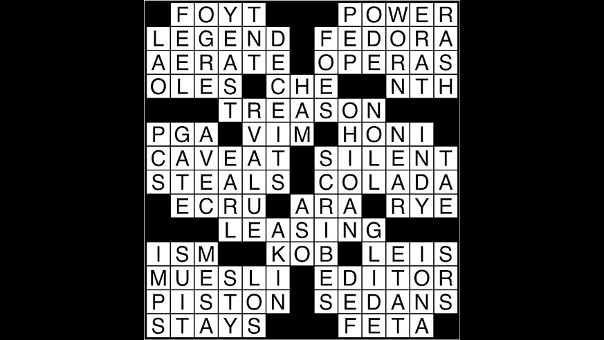 Crossword puzzle answers: April 30, 2018