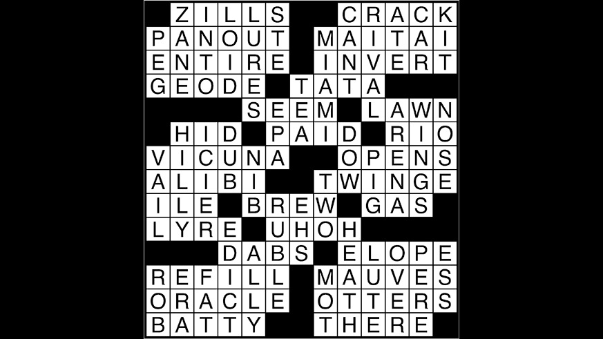 Crossword puzzle answers: April 5, 2018