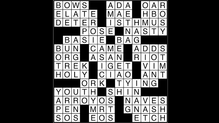 Crossword puzzle answers: April 6, 2018