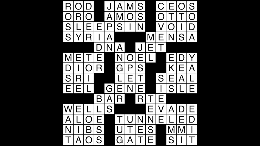 Crossword puzzle answers: March 27, 2018