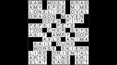 Crossword puzzle answers: March 29, 2018