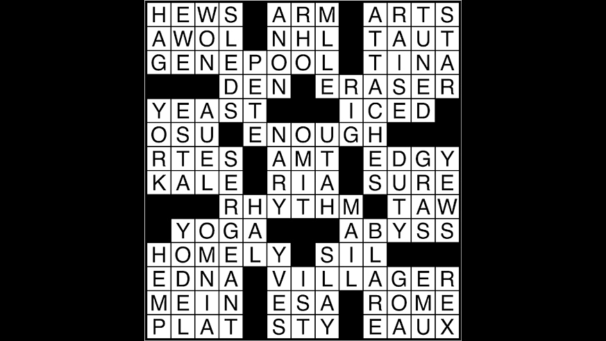 Crossword puzzle answers: May 1, 2018