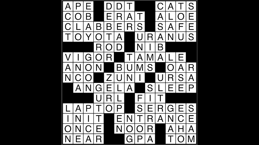 Crossword puzzle answers: May 15, 2018