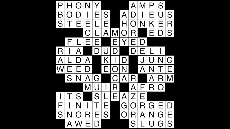 Crossword puzzle answers: May 17, 2018
