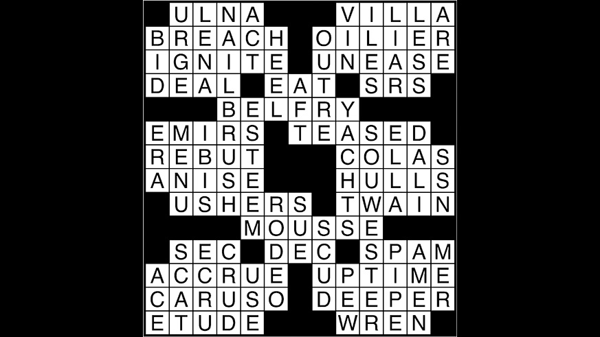 Crossword puzzle answers: May 2, 2018